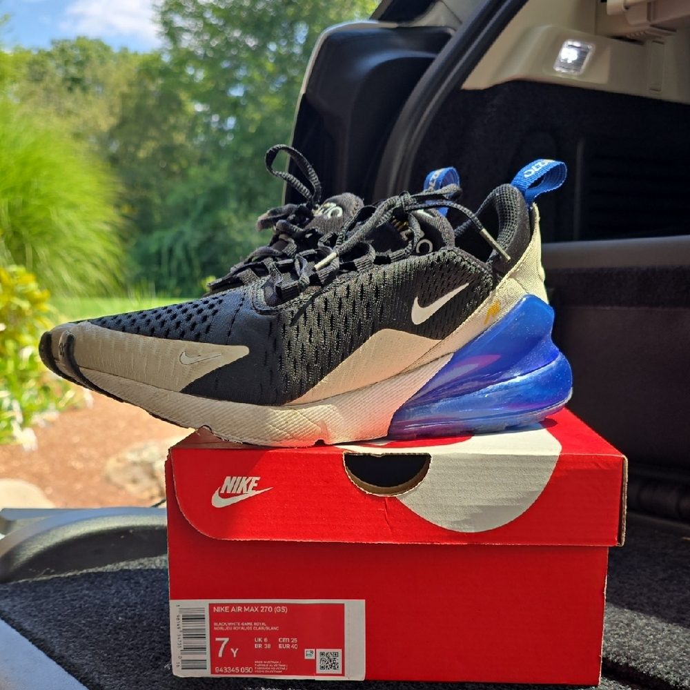 Nike Air Max 270 Black and Blue with White Accents